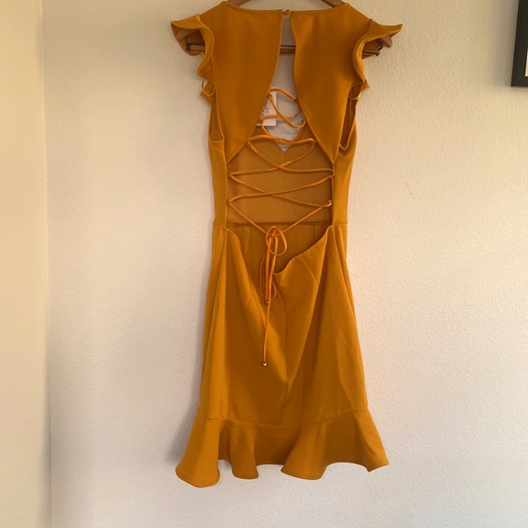 Selfie Leslie Take Note Frill Dress in Mustard - Picture 3 of 13